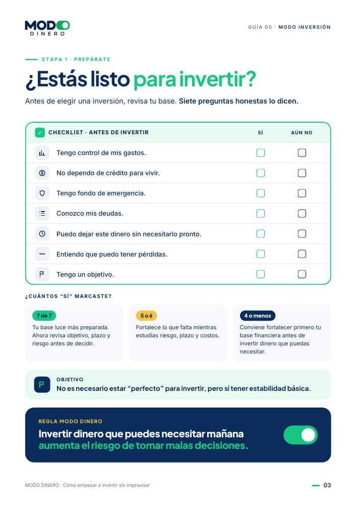 Página de la guía: ¿Estás listo para invertir?