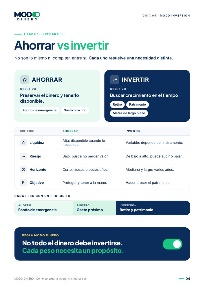 Página de la guía: Ahorrar vs invertir