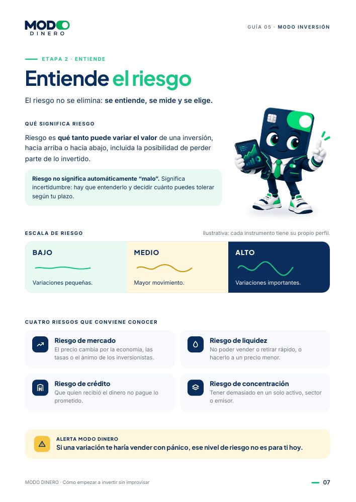 Página de la guía: Entiende el riesgo