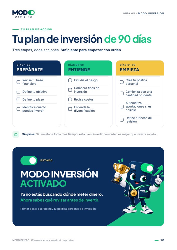 Página de la guía: Plan de inversión de 90 días