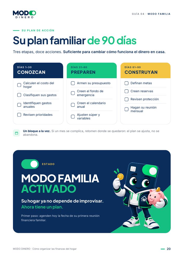 Página de la guía: Plan familiar de 90 días